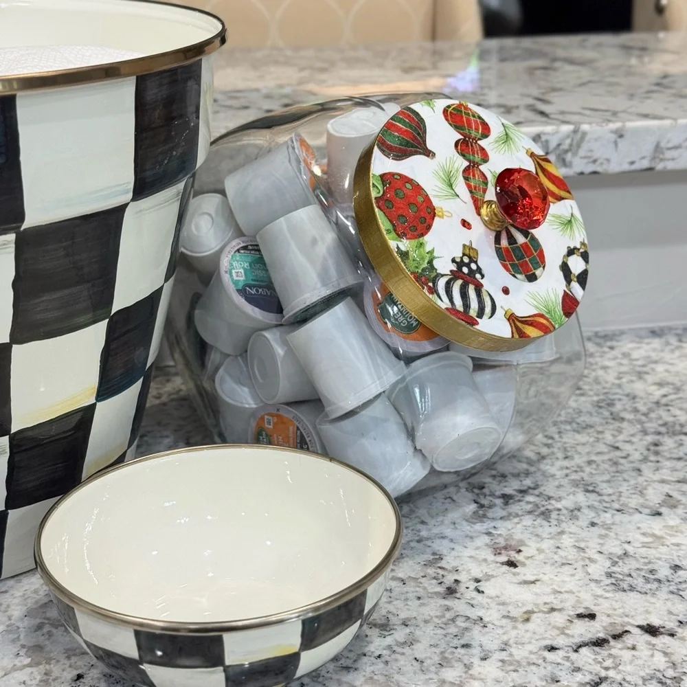 Deck the Halls cookie jar glass canister